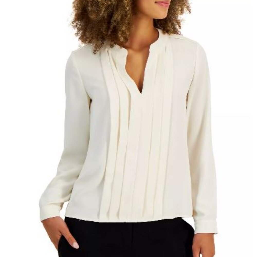 Pintuck Crepe Blouse Top Size Small